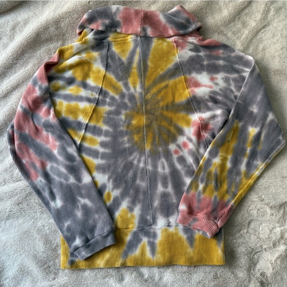 Anthropologie Pilcro Angie Tie Dye Cowl Neck Thermal Sweatshirt Top Size M - Picture 7 of 8
